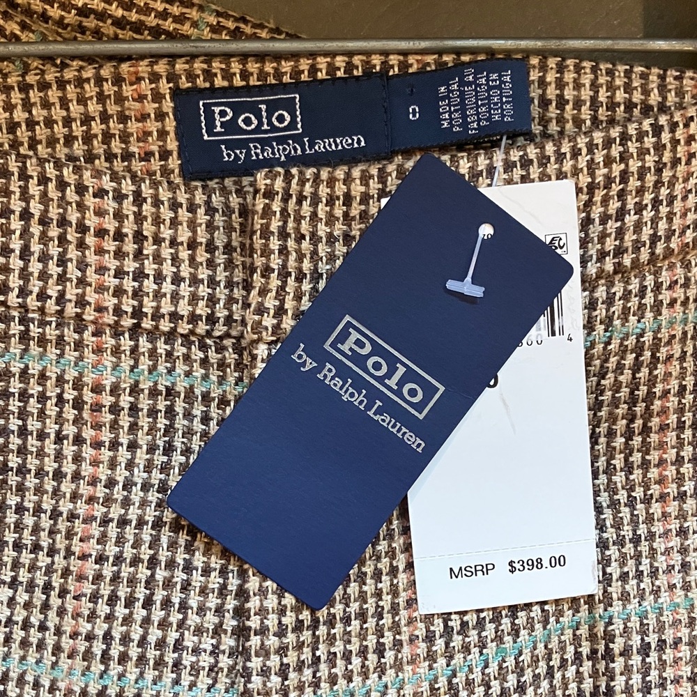 Polo Ralph Lauren linen silk houndstooth straight leg trousers - Picture 9 of 10